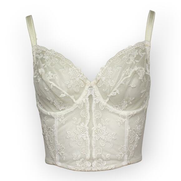 Vintage Ralph Lauren 36C Bustier Bra Corset Style Cream Lace